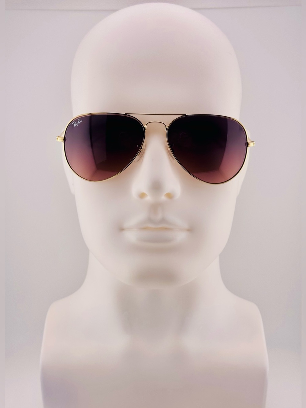 Ray-Ban Aviator Gradient Sunglasses RB3025 Gold Metal Frame Dark Burgundy Lenses